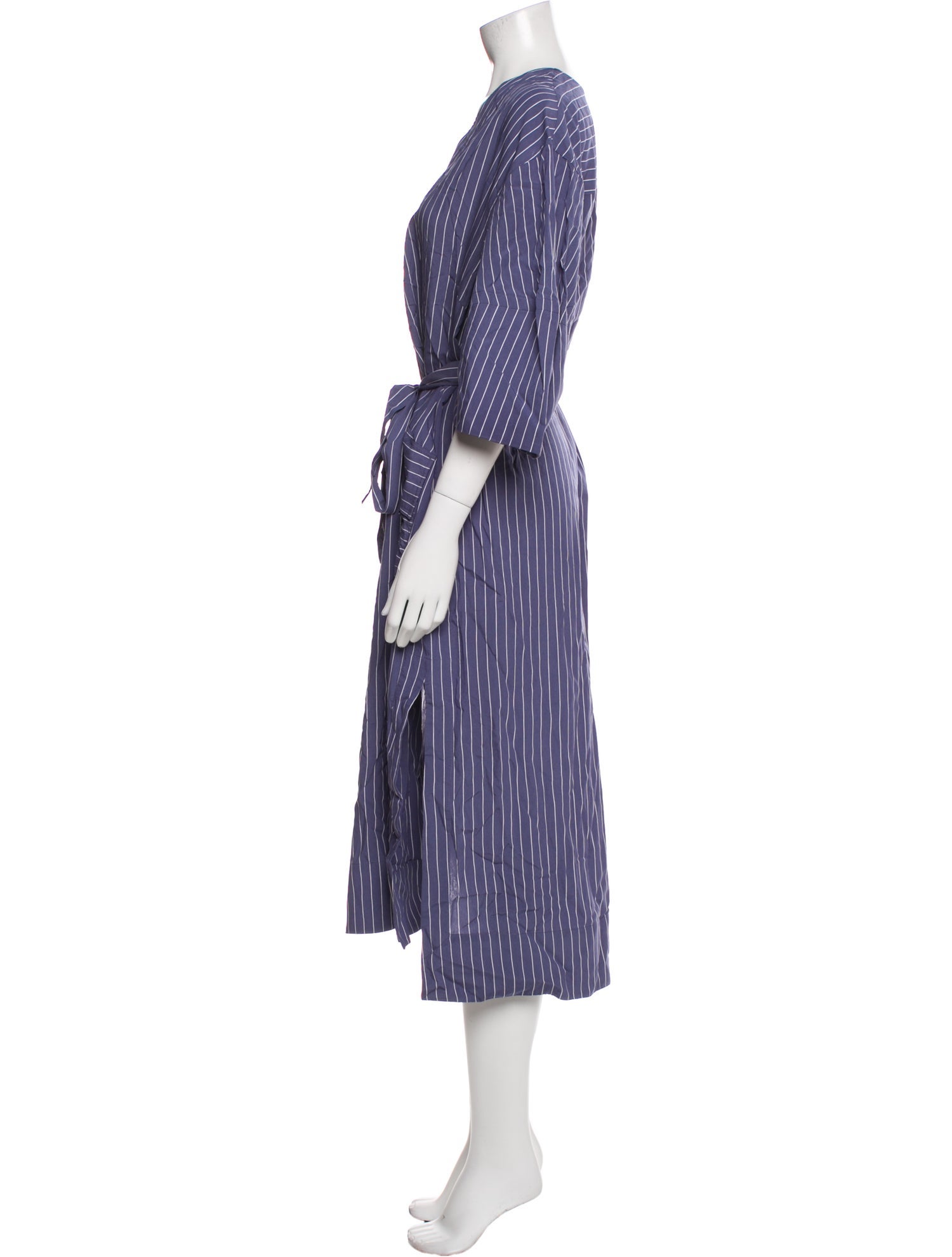 Lee Mathews Striped Midi Length Dress