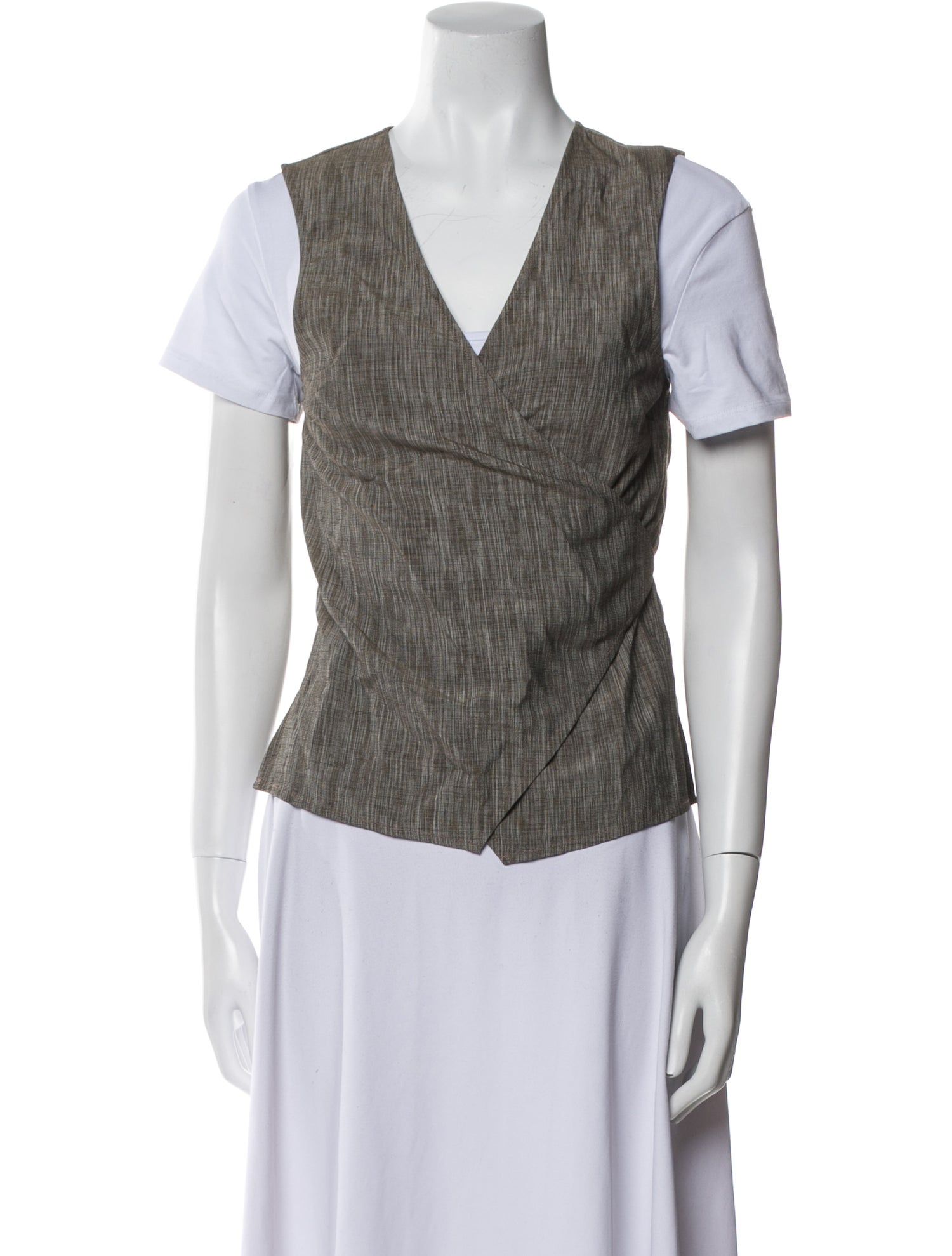 Lee Mathews V-Neck Short Sleeve Blouse