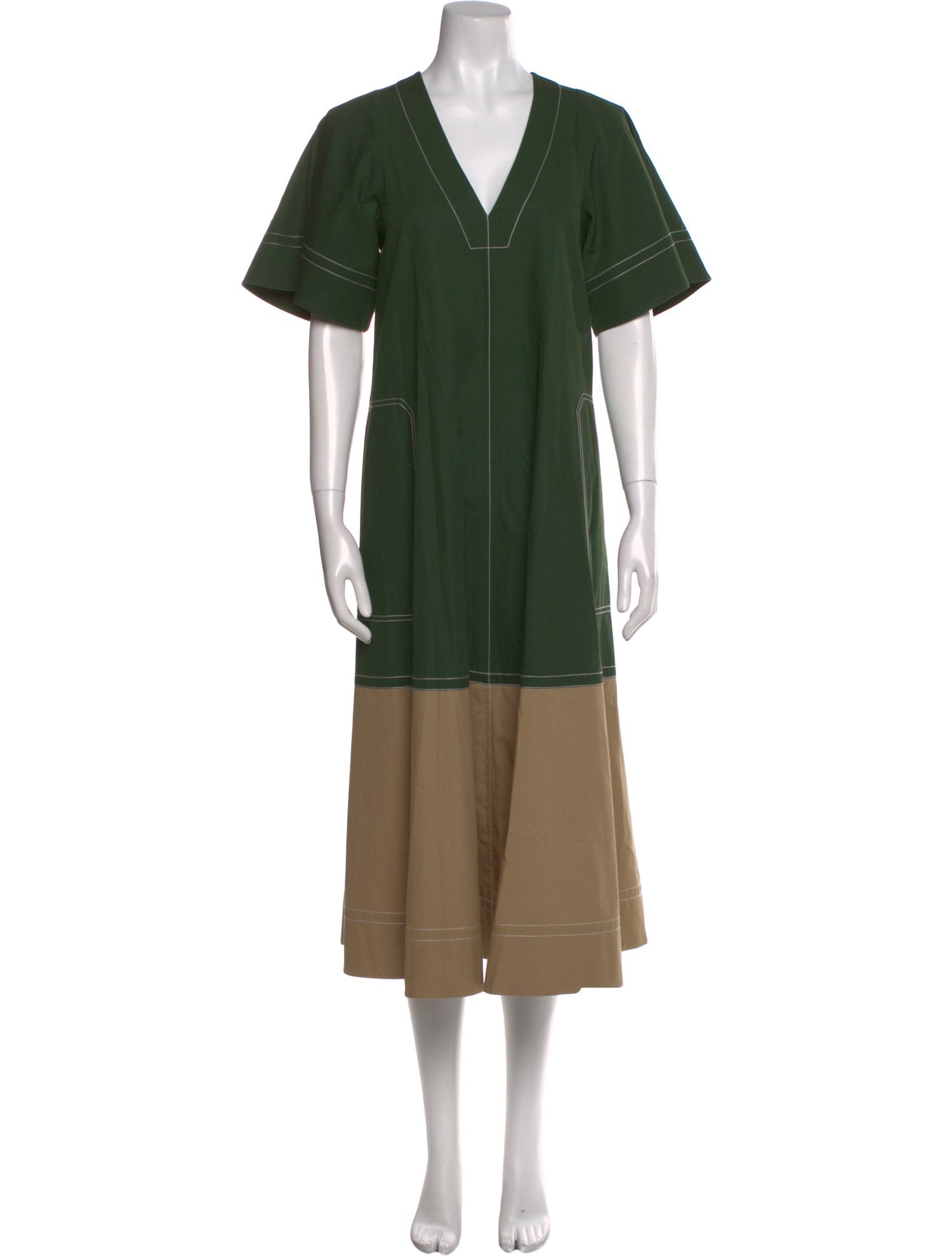 Lee Mathews V-Neck Midi Length Dress