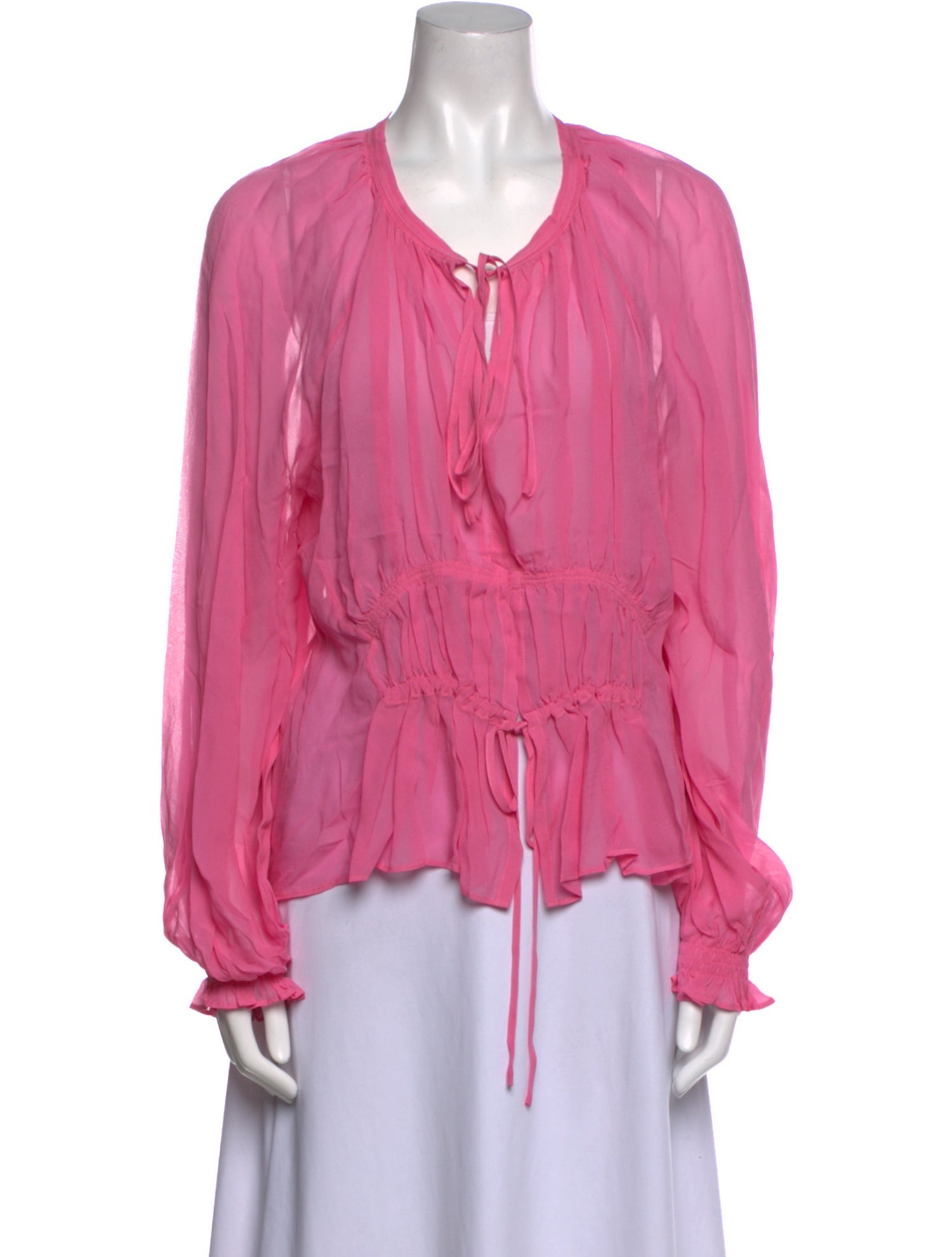 Lee Mathews V-Neck Long Sleeve Blouse