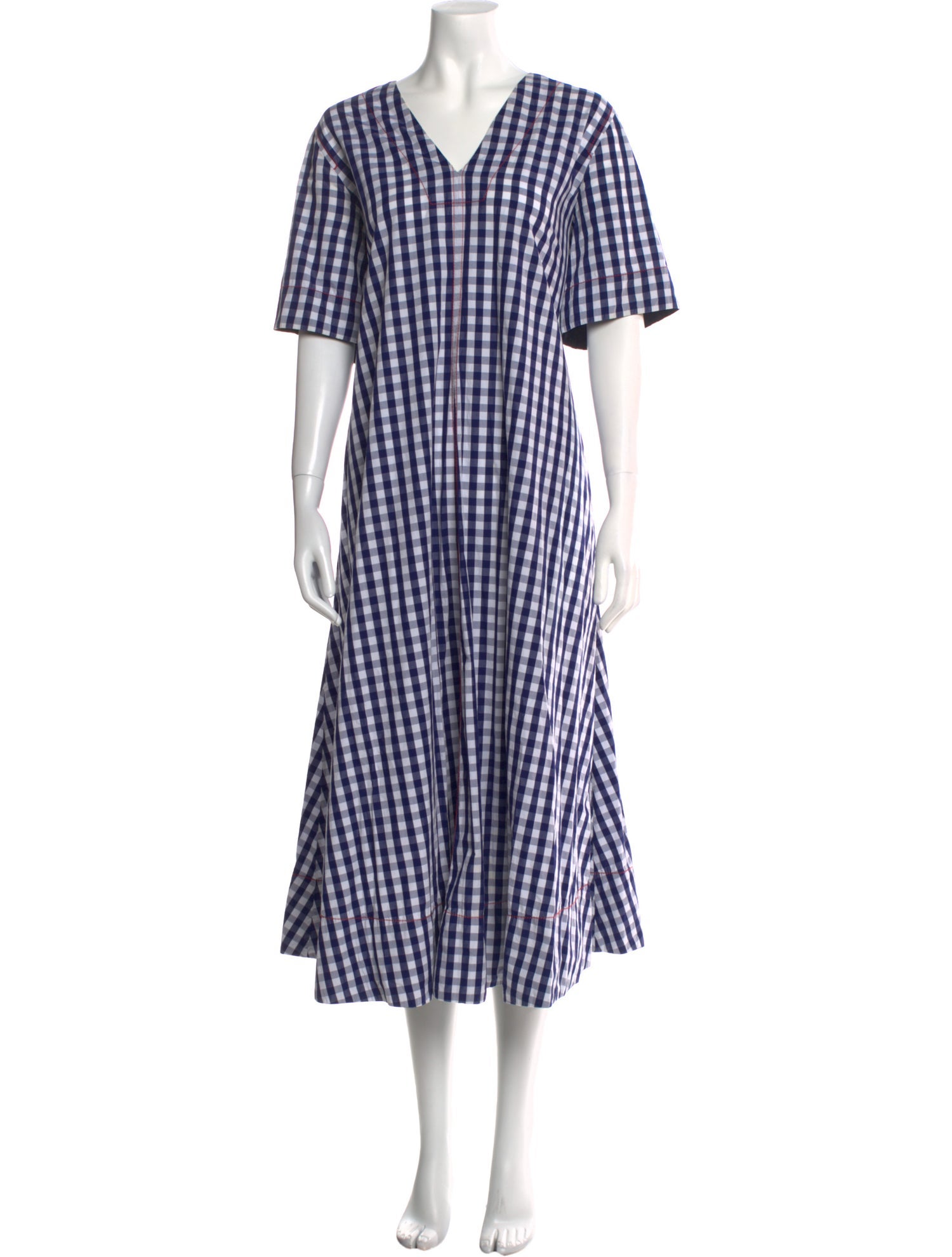 Lee Mathews Plaid Print Midi Length Dress
