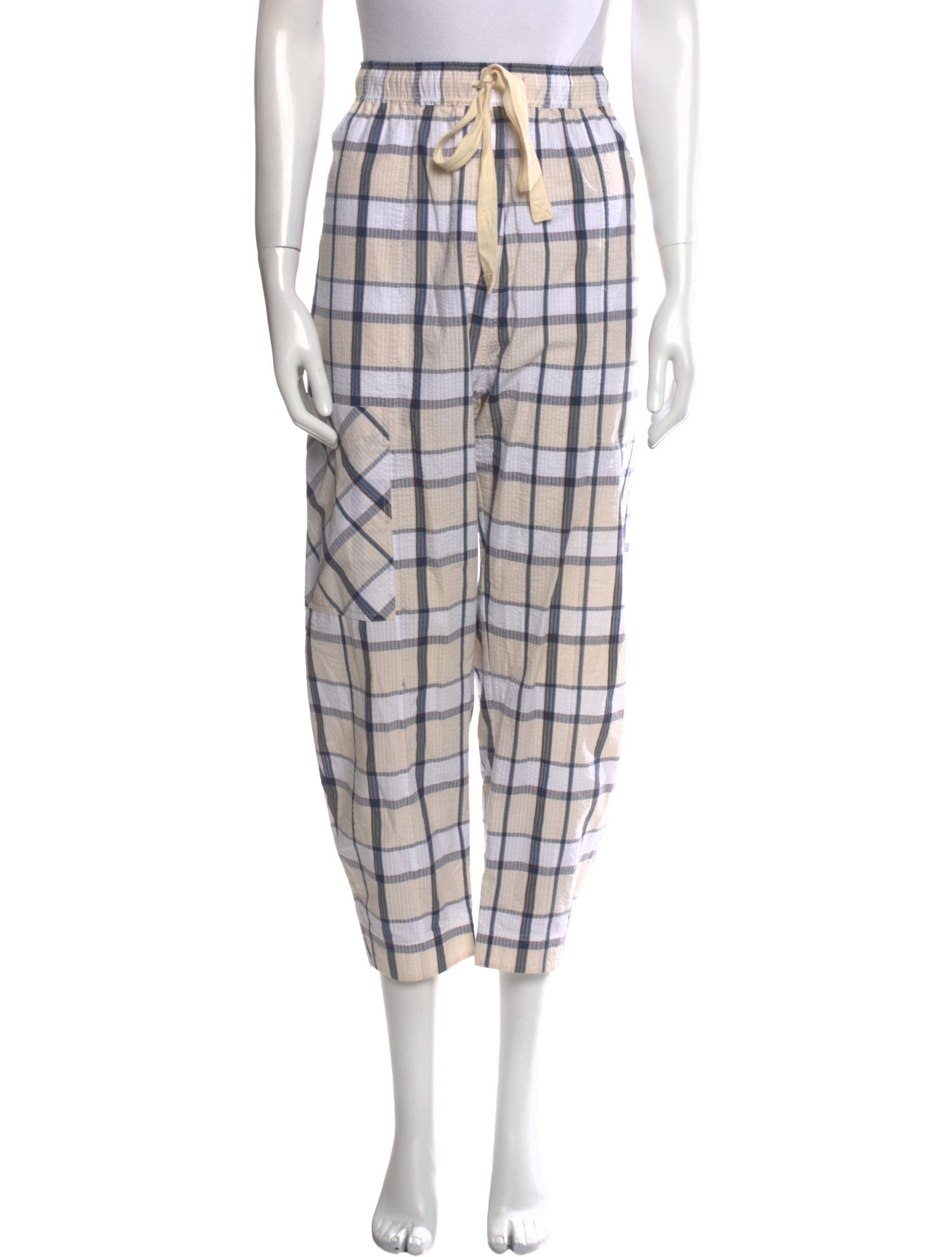 Lee Mathews Plaid Print Straight Leg Pants