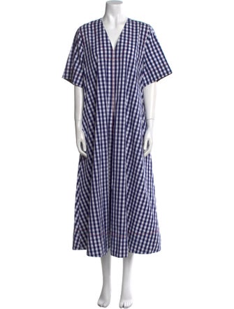 Lee Mathews Plaid Print Long Dress
