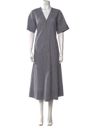 Lee Mathews Plaid Print Long Dress