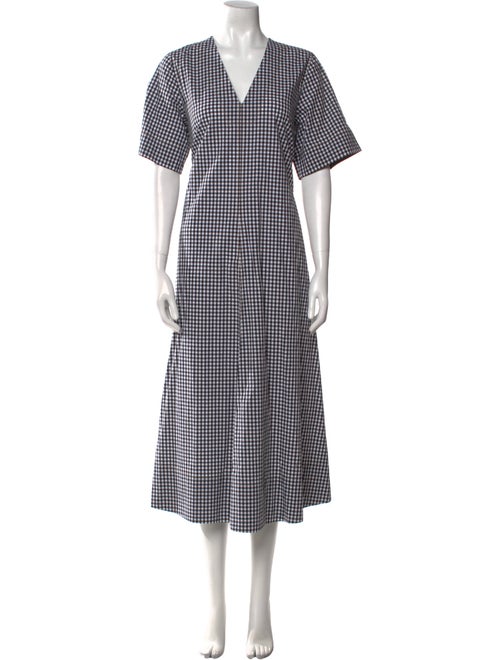 Lee Mathews Plaid Print Long Dress