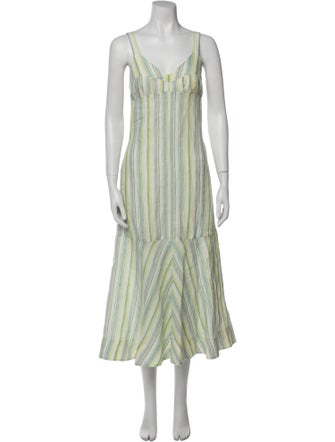 Lee Mathews Striped Long Dress