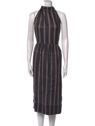 Lee Mathews Striped Midi Length Dress
