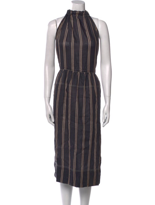 Lee Mathews Striped Midi Length Dress