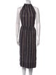 Lee Mathews Striped Midi Length Dress