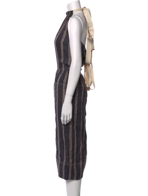 Lee Mathews Striped Midi Length Dress