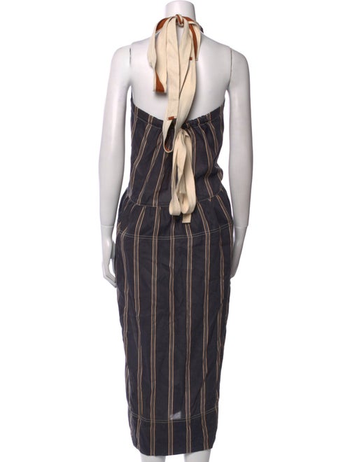Lee Mathews Striped Midi Length Dress