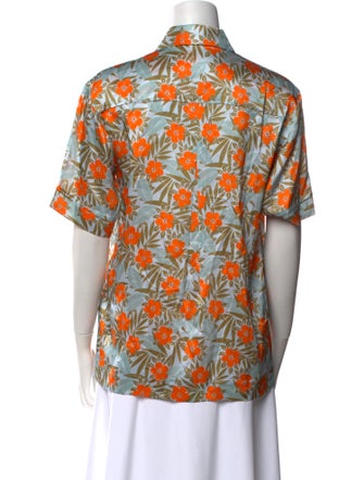 Lee Mathews Silk Printed Button-Up Top
