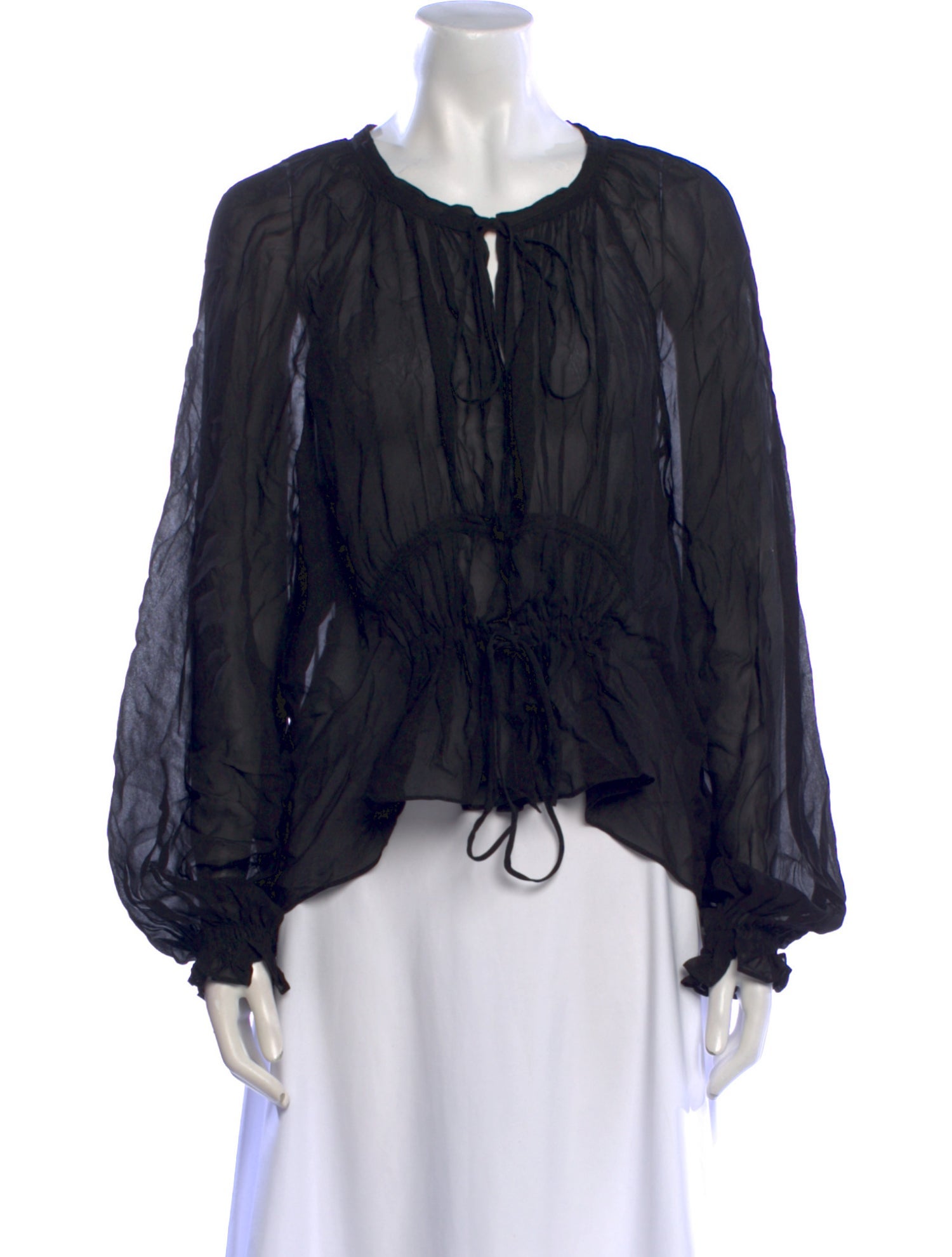 Lee Mathews Tie Neck Long Sleeve Blouse