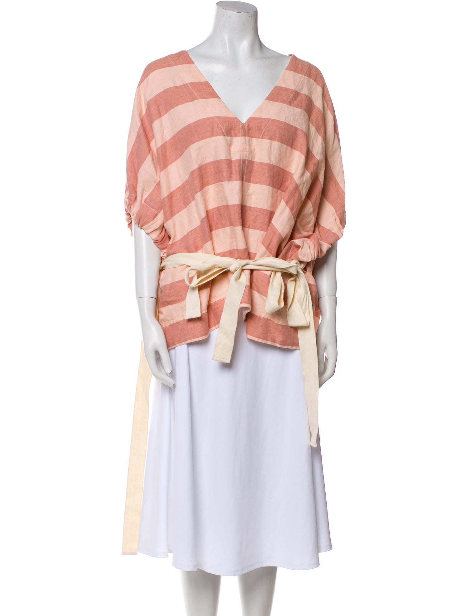 Lee Mathews Linen Plaid Print Blouse