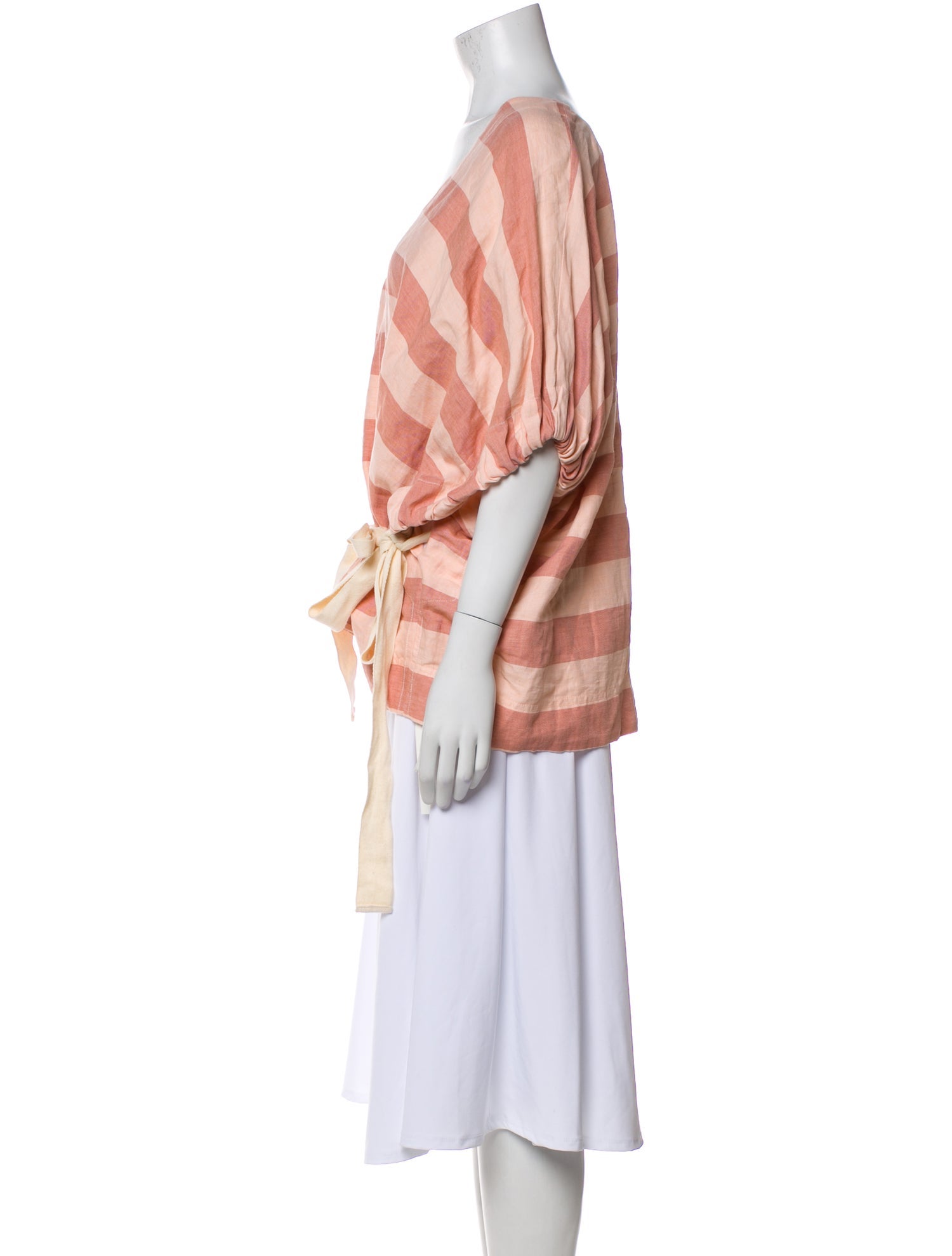 Lee Mathews Linen Plaid Print Blouse