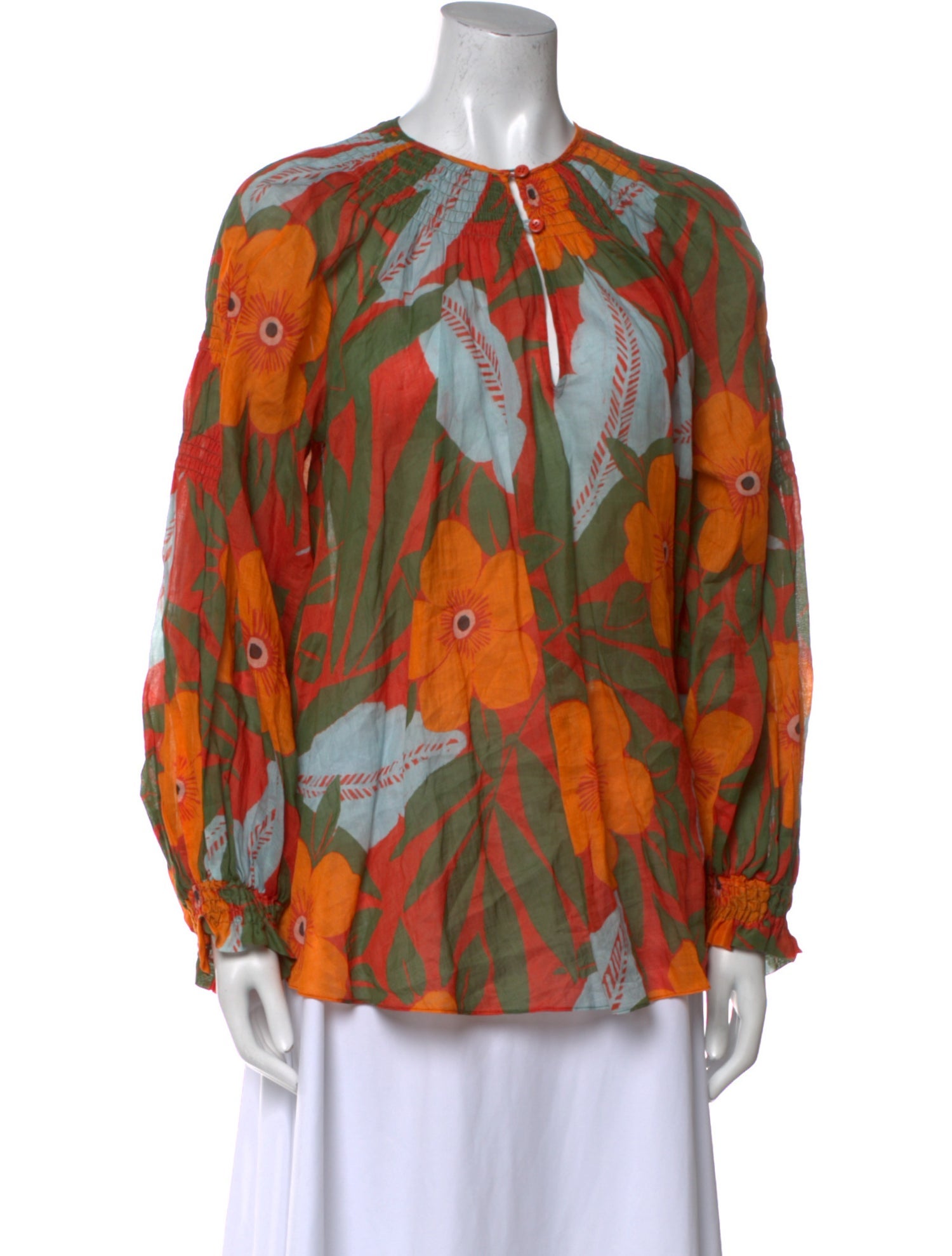 Lee Mathews Printed Crew Neck Blouse