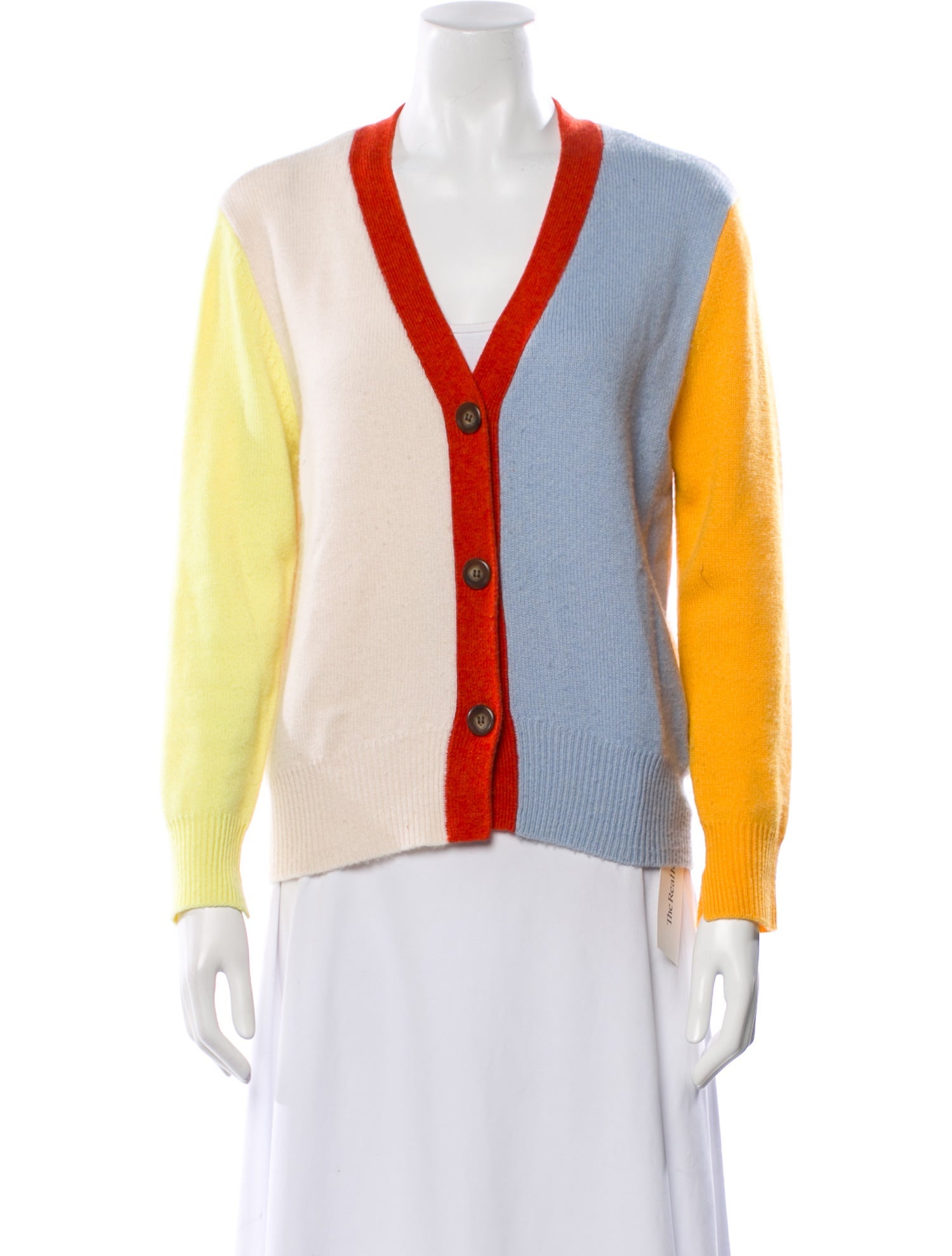 Lee Mathews Cashmere Colorblock Pattern Sweater