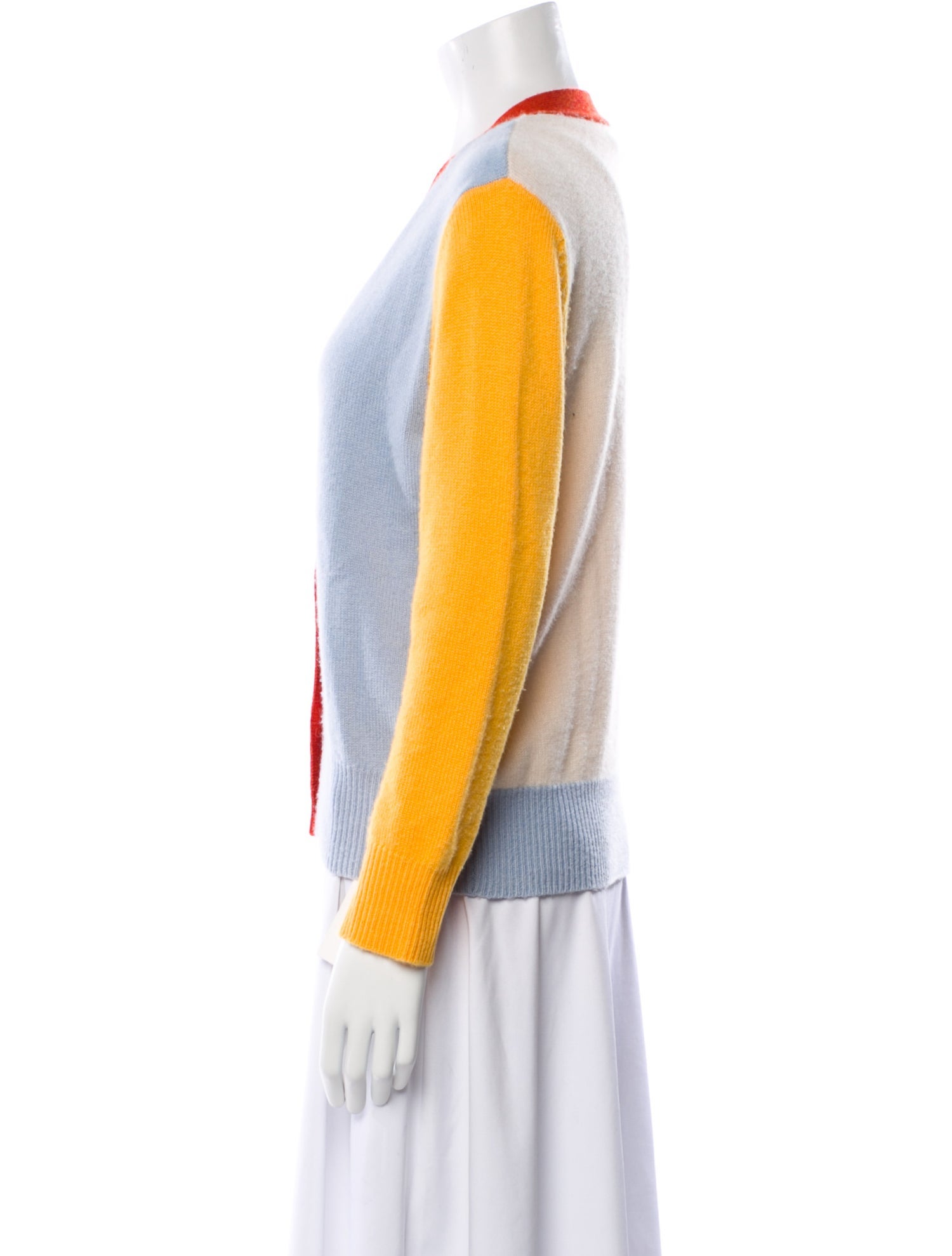 Lee Mathews Cashmere Colorblock Pattern Sweater