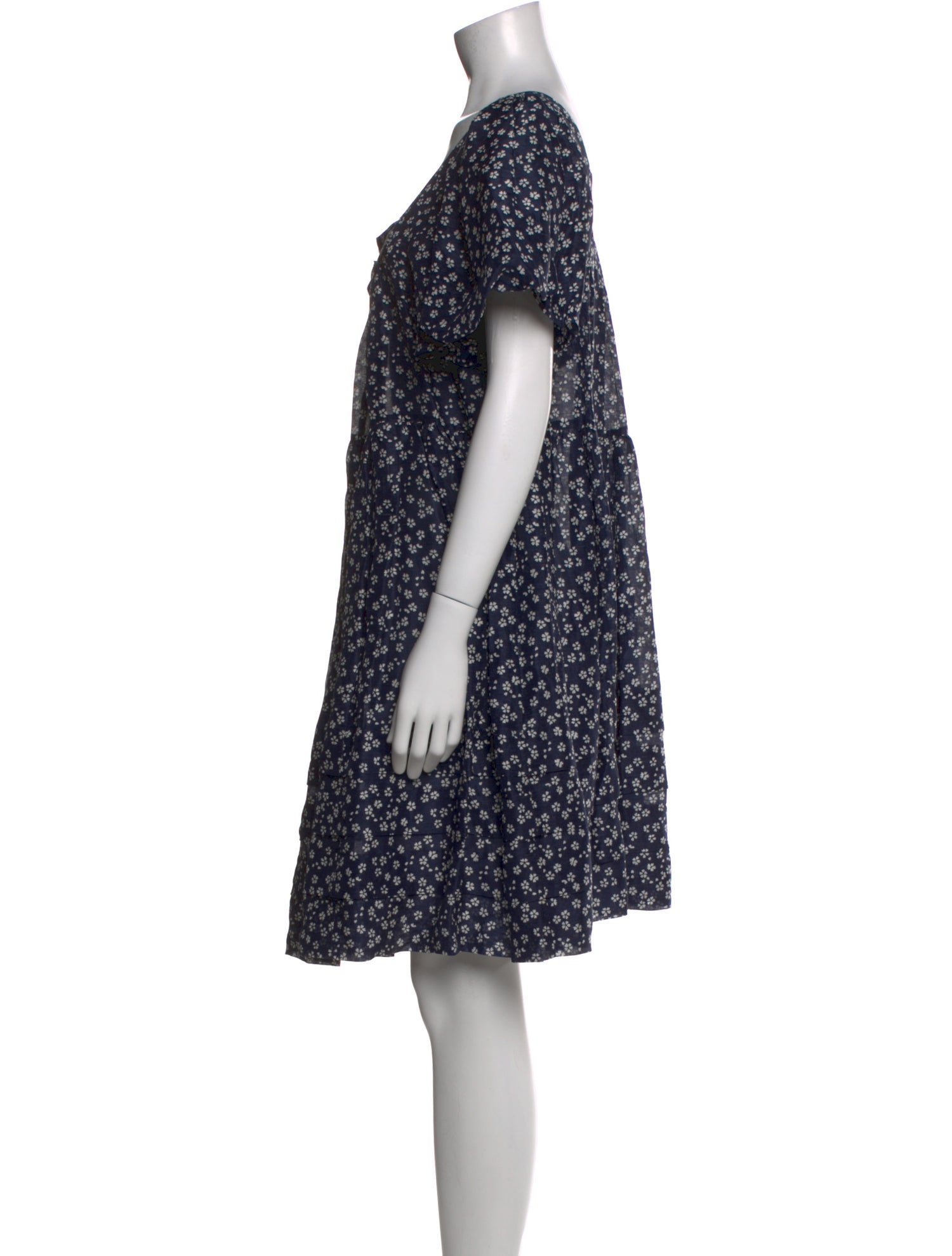 Lee Mathews Linen Knee-Length Dress