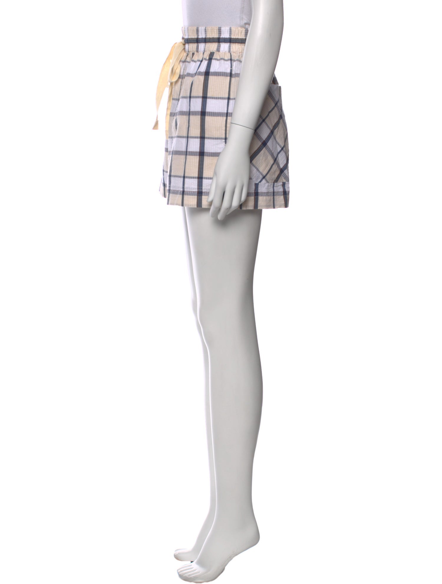 Lee Mathews Plaid Print Mini Shorts