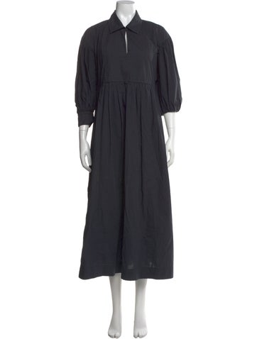 Pre-owned Lee Mathews Long Dress In Gray