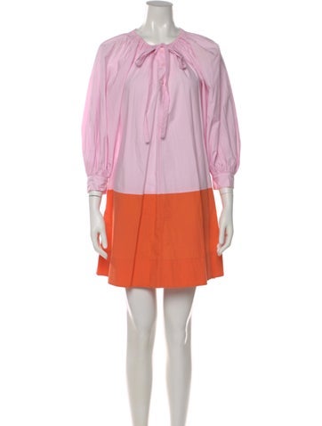 Pre-owned Lee Mathews Crew Neck Mini Dress In Pink