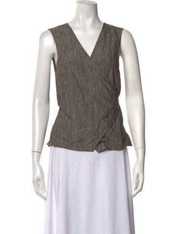 Pre-owned Lee Mathews V-neck Sleeveless Top In Grey
