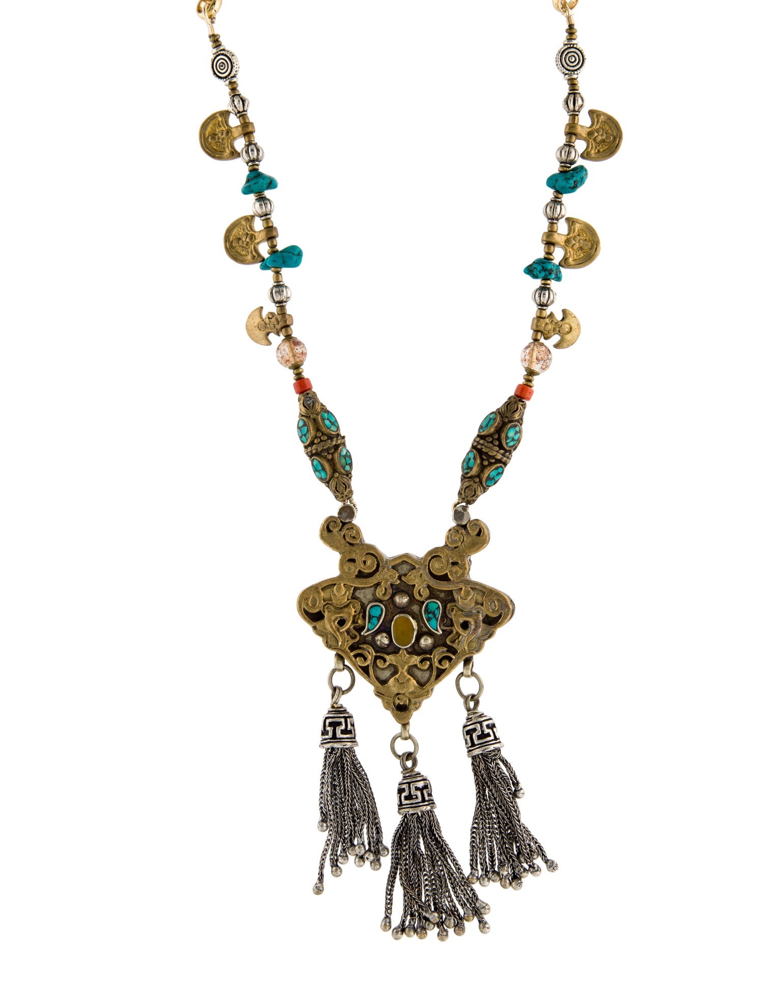 Devon Leigh Multistone Tassel Reversible Pendant Necklace