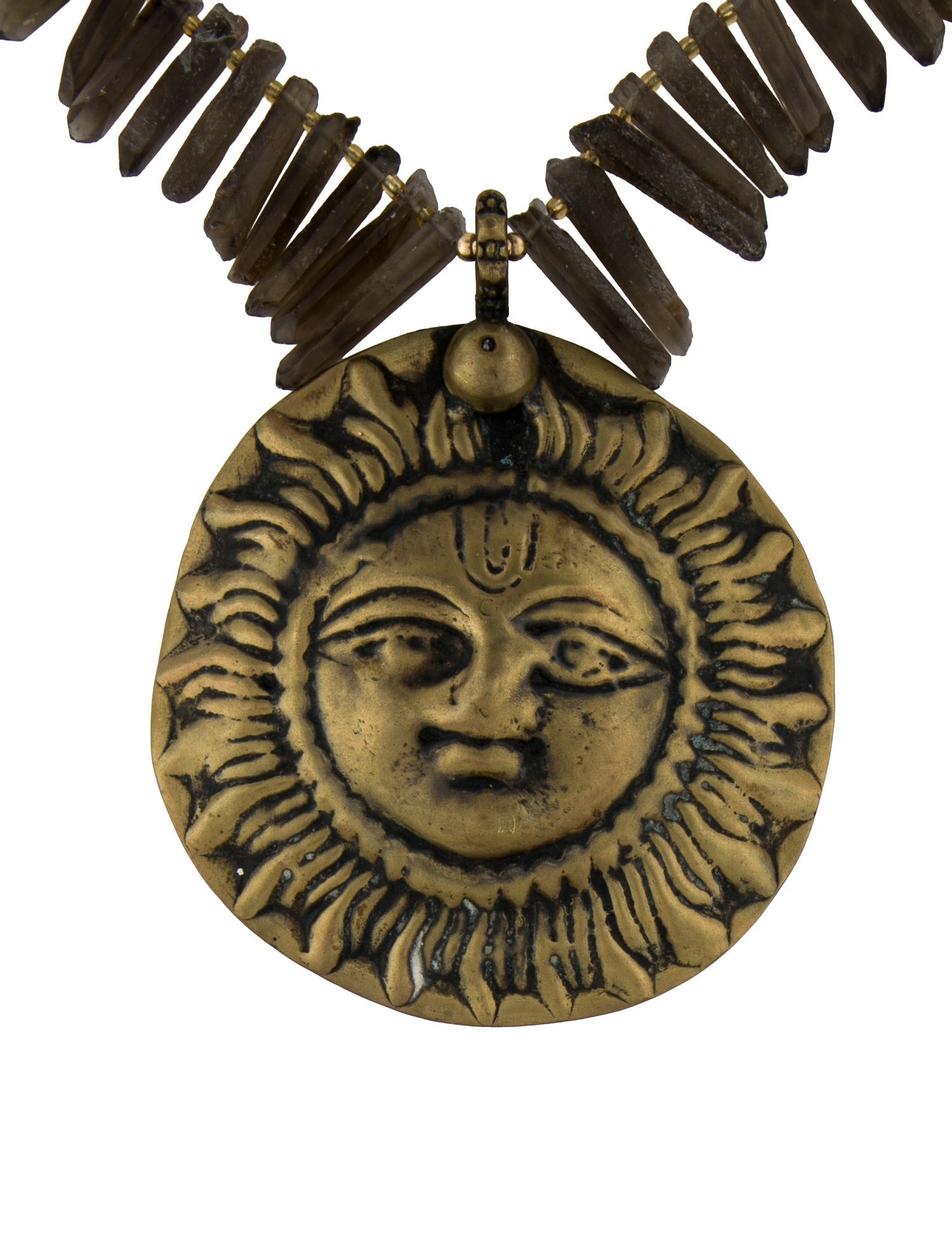 Devon Leigh Brown Stone Sun Pendant Necklace