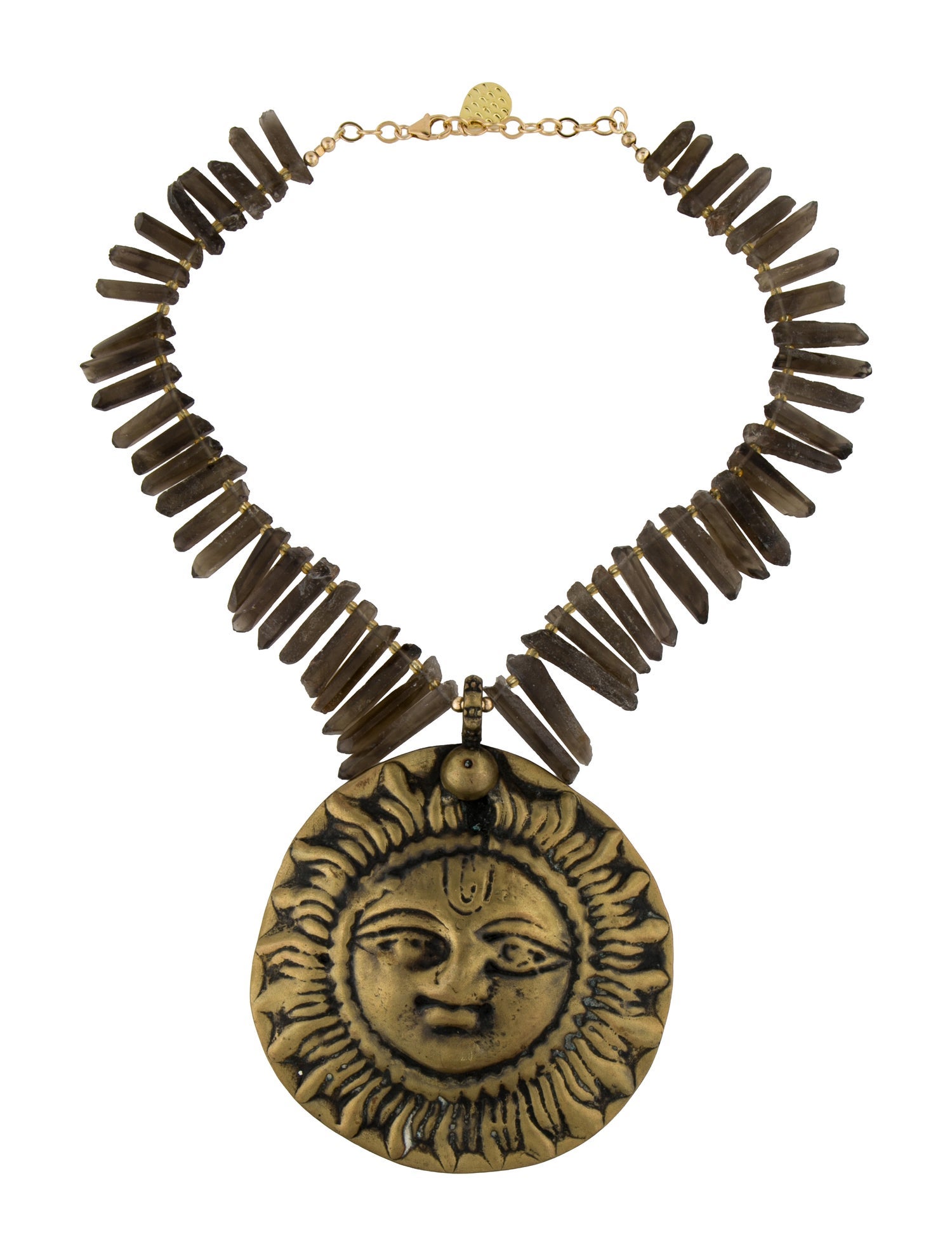 Devon Leigh Brown Stone Sun Pendant Necklace