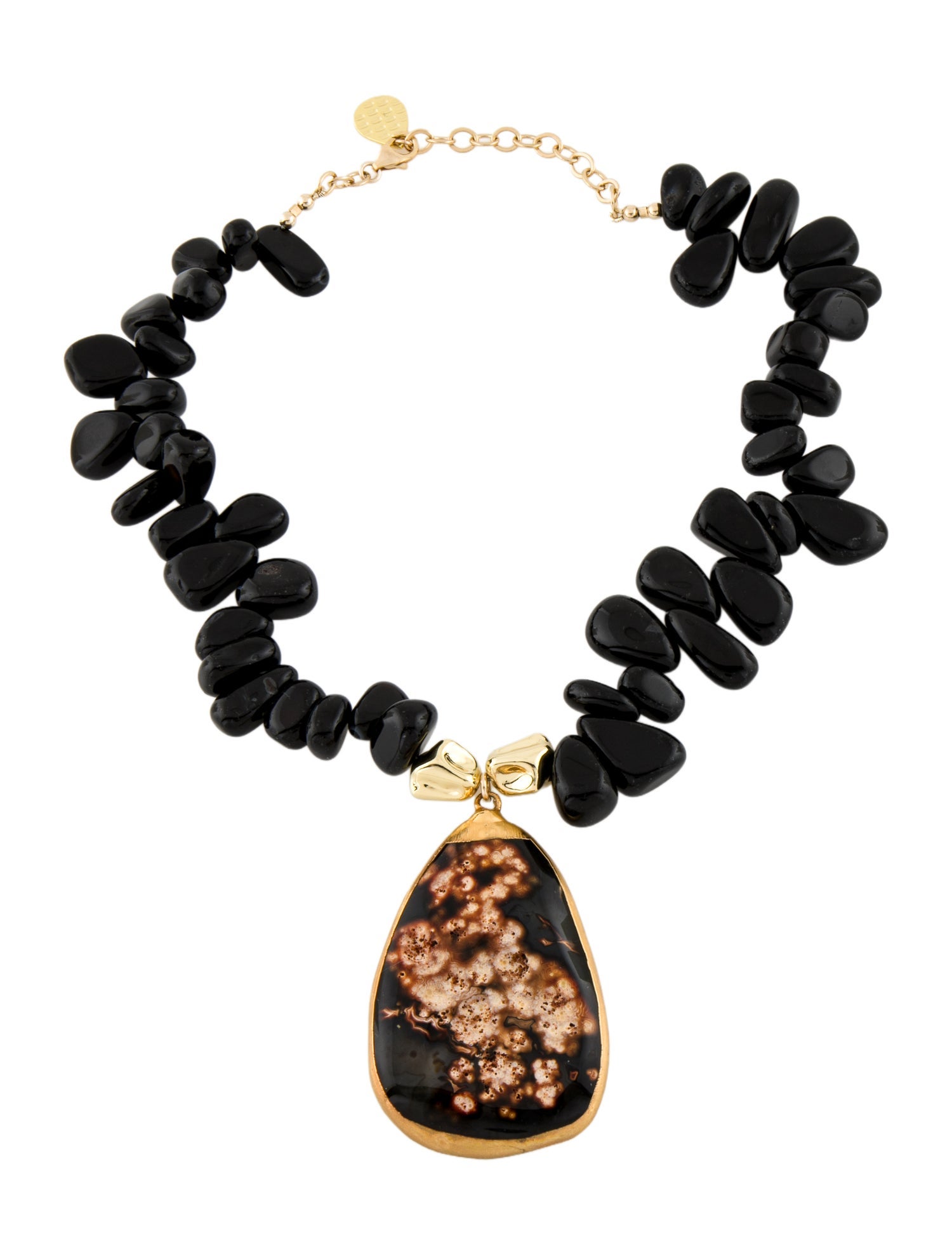 Devon Leigh Black Stone Beaded Pendant Necklace