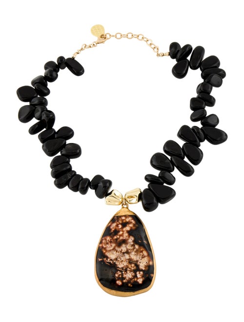 Devon Leigh Black Stone Beaded Pendant Necklace