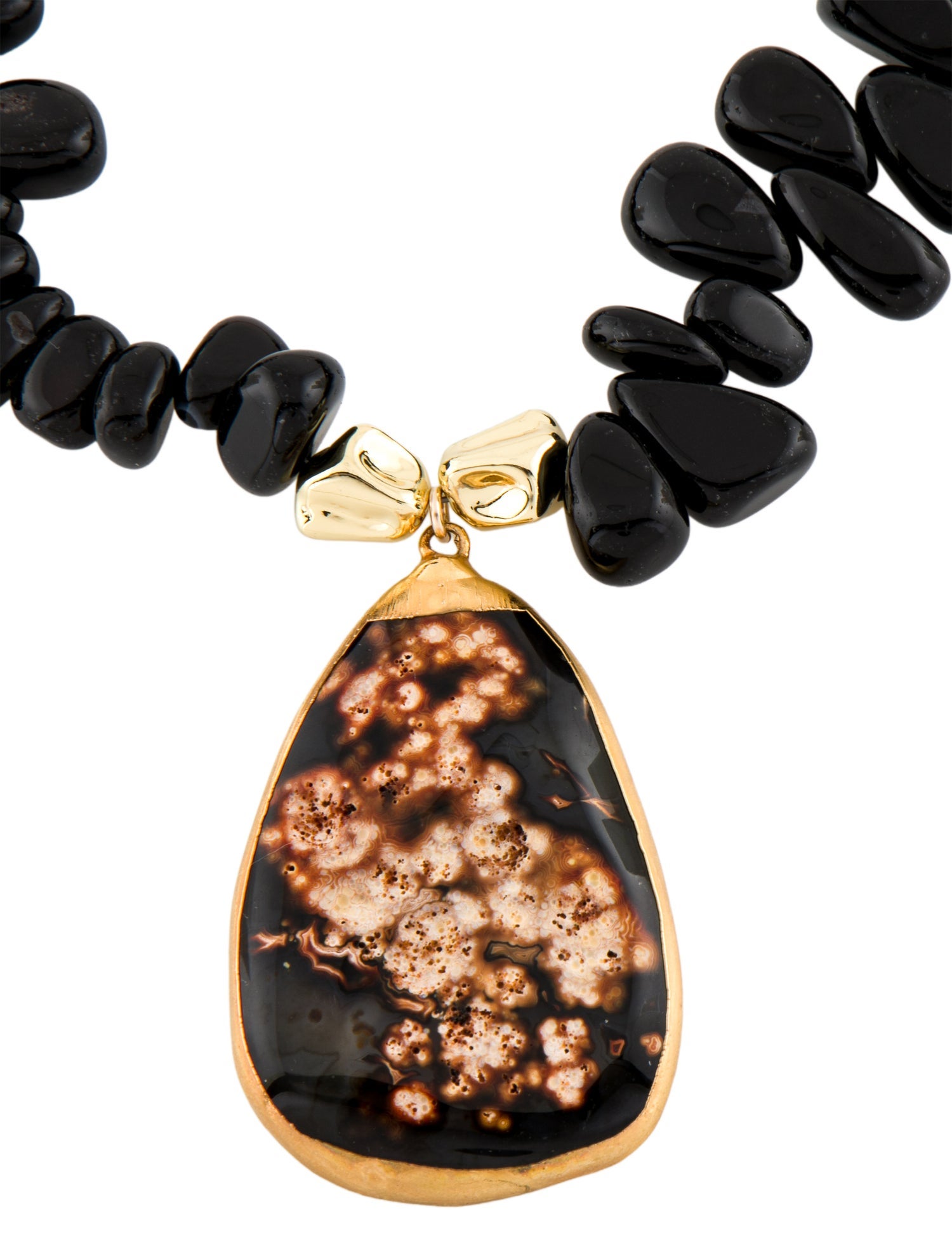 Devon Leigh Black Stone Beaded Pendant Necklace
