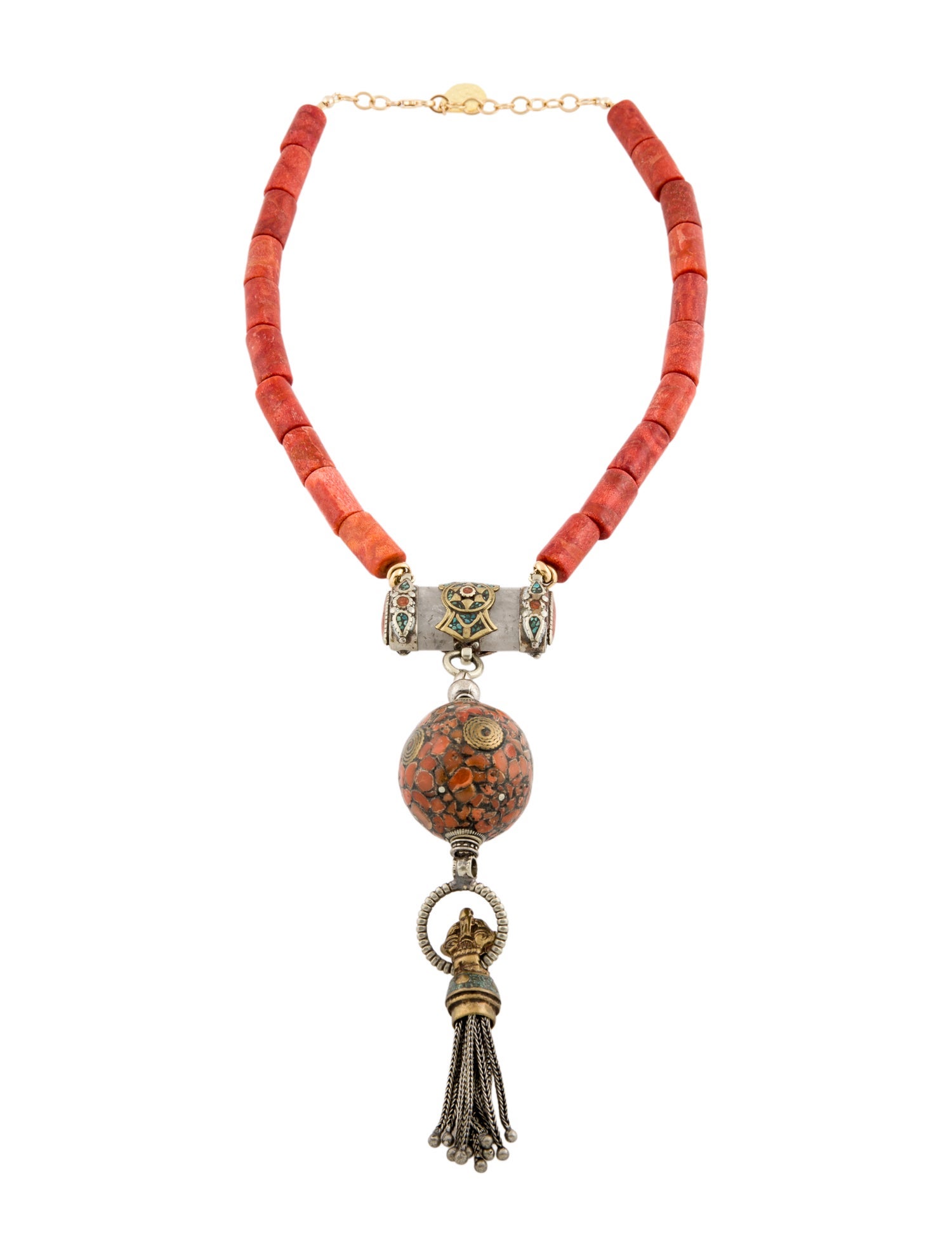 Devon Leigh Multicolor Stone Tassel Pendant Necklace