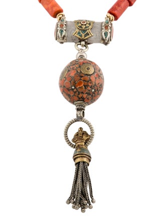 Devon Leigh Multicolor Stone Tassel Pendant Necklace