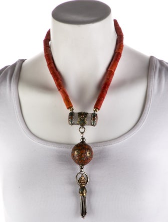 Devon Leigh Multicolor Stone Tassel Pendant Necklace