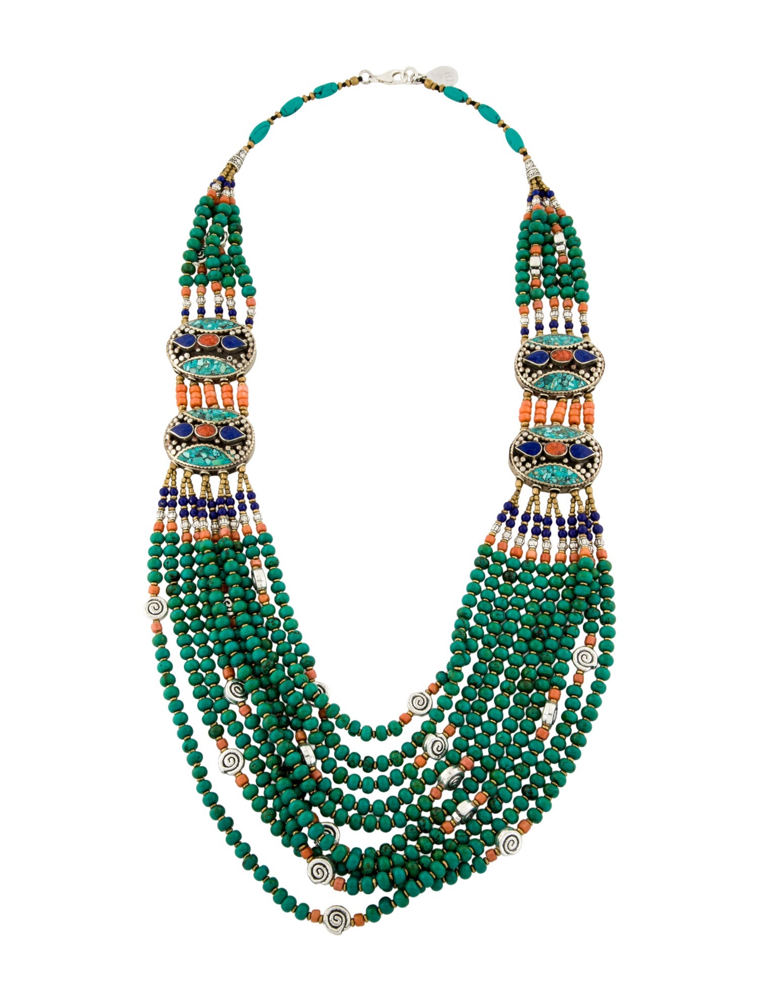 Devon Leigh Coral, Resin & Multistone Collar Necklace