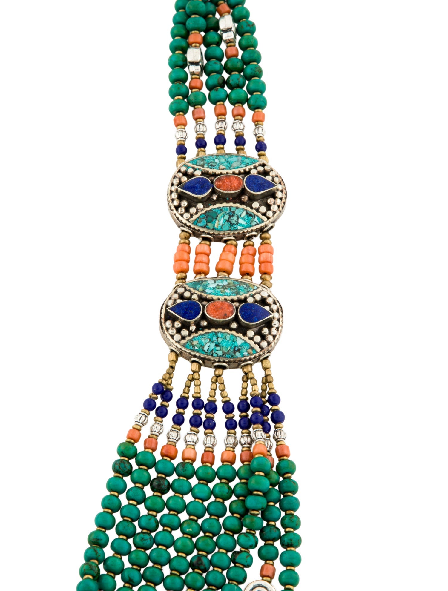 Devon Leigh Coral, Resin & Multistone Collar Necklace