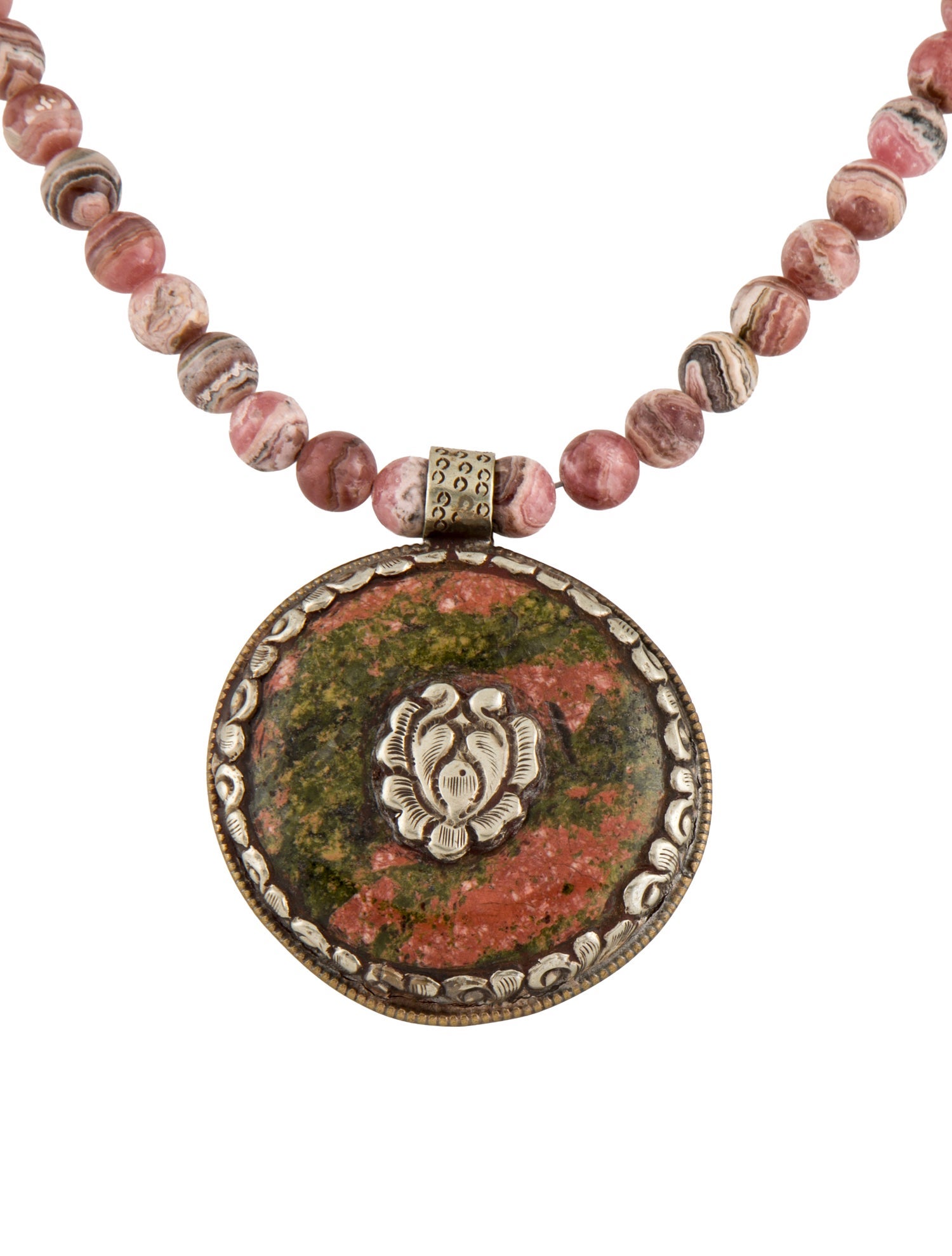 Devon Leigh Rhodochrosite & Jasper Pendant Necklace