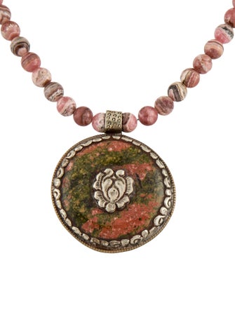 Devon Leigh Rhodochrosite & Jasper Pendant Necklace