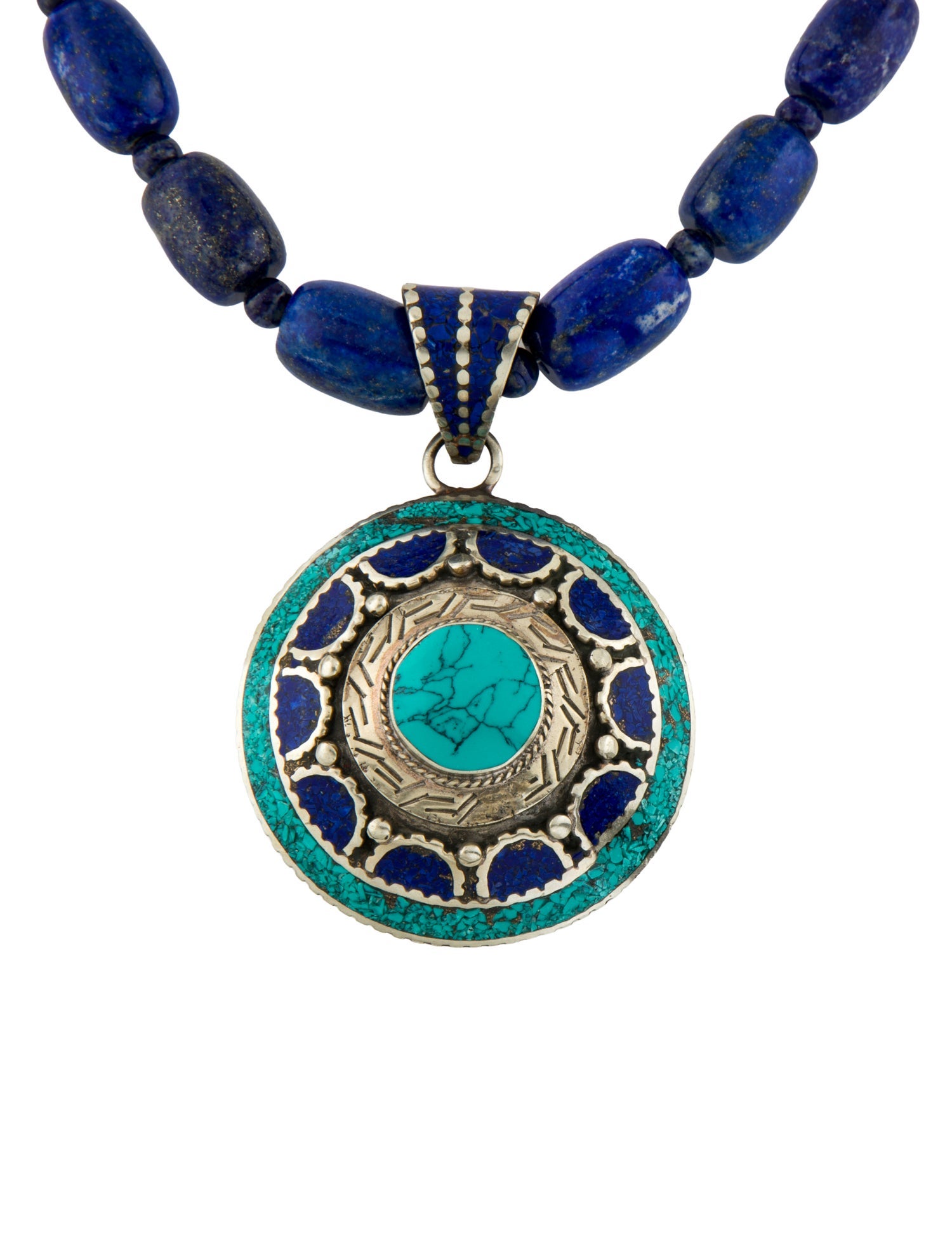 Devon Leigh Turquoise & Lapis Ethnic Pendant Necklace