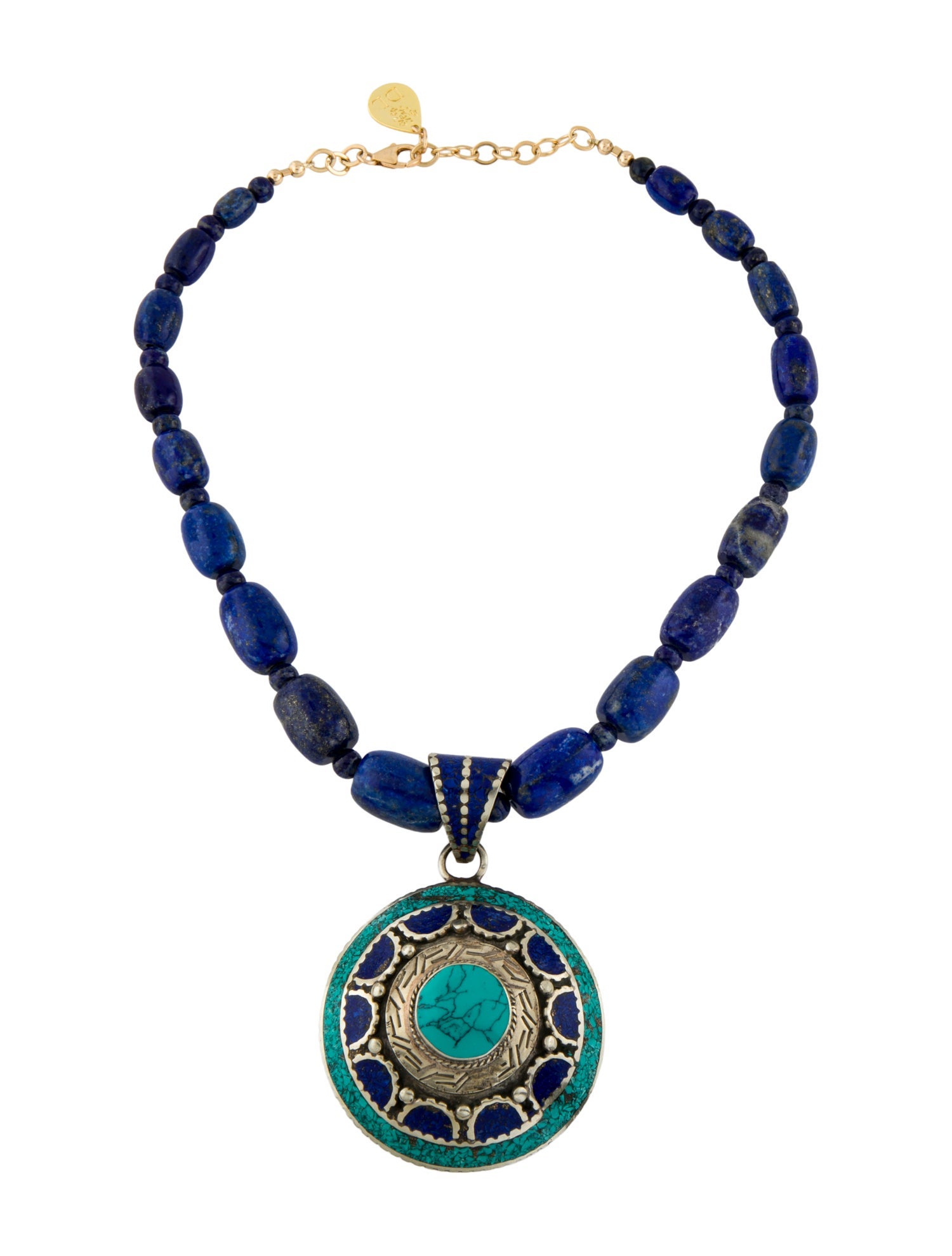 Devon Leigh Turquoise & Lapis Ethnic Pendant Necklace