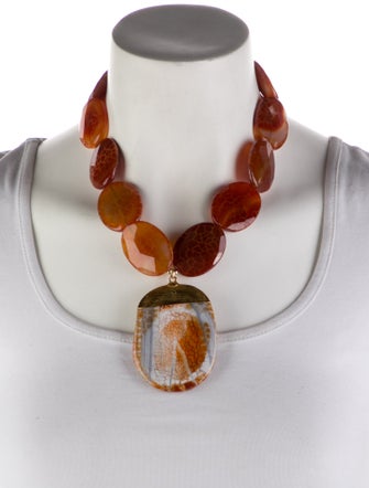Devon Leigh Orange Stone Pendant Necklace