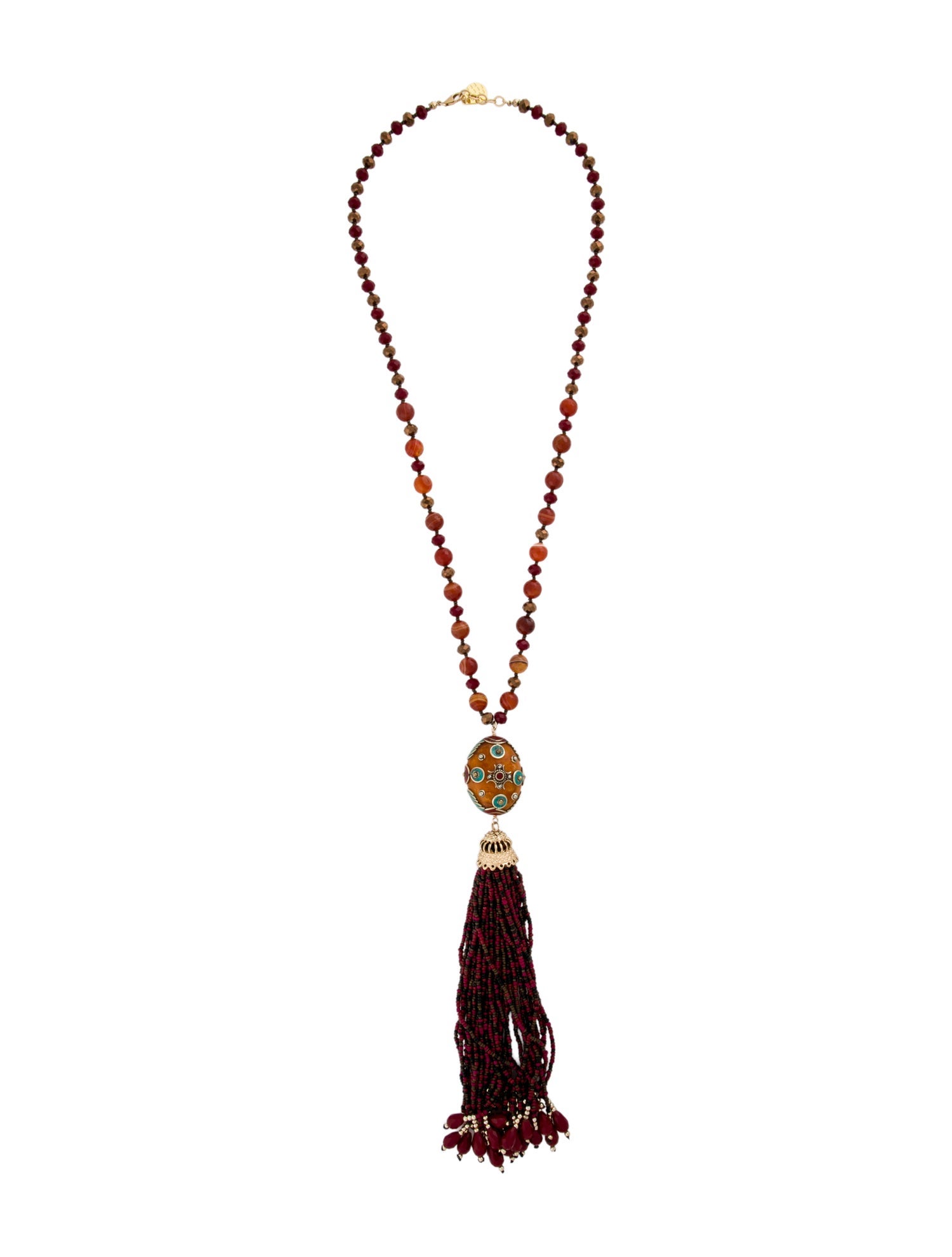 Devon Leigh MultiColor Stone Tassel Pendant Necklace