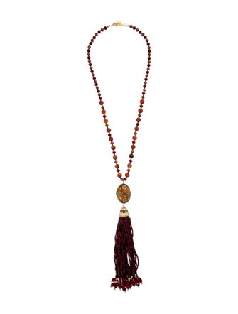 Devon Leigh MultiColor Stone Tassel Pendant Necklace