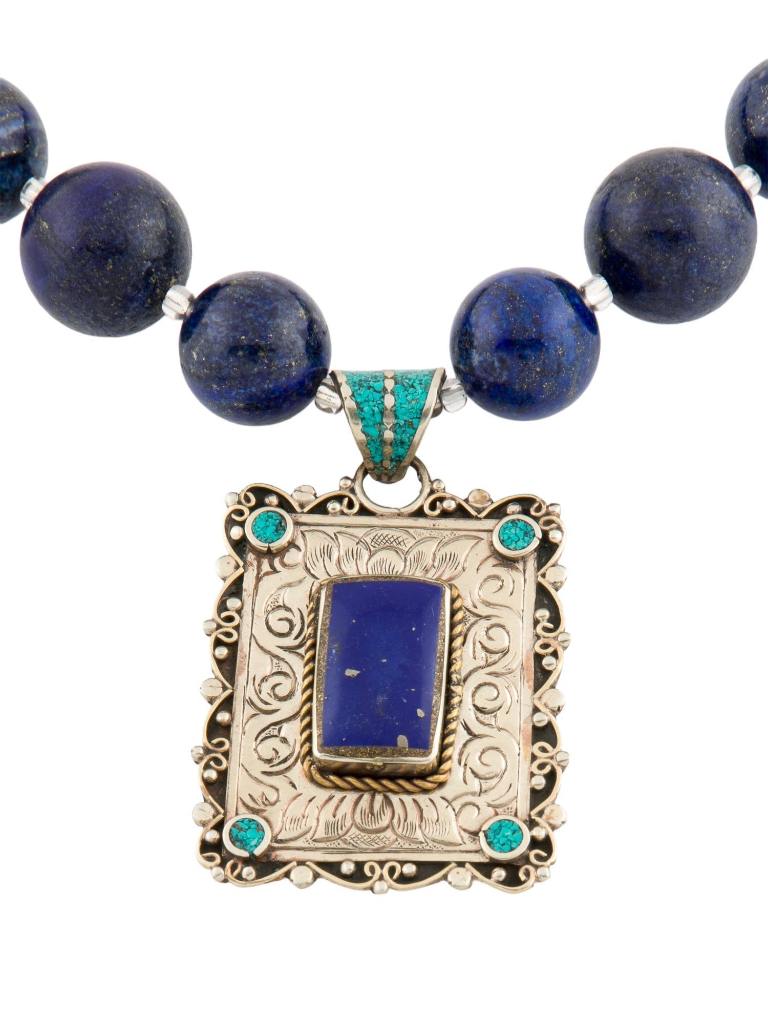 Devon Leigh Blue Stone "Denim" Beaded Pendant Necklace