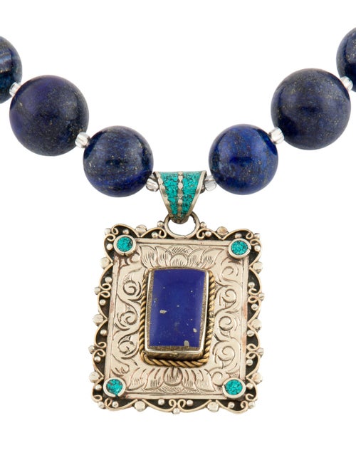 Devon Leigh Blue Stone "Denim" Beaded Pendant Necklace