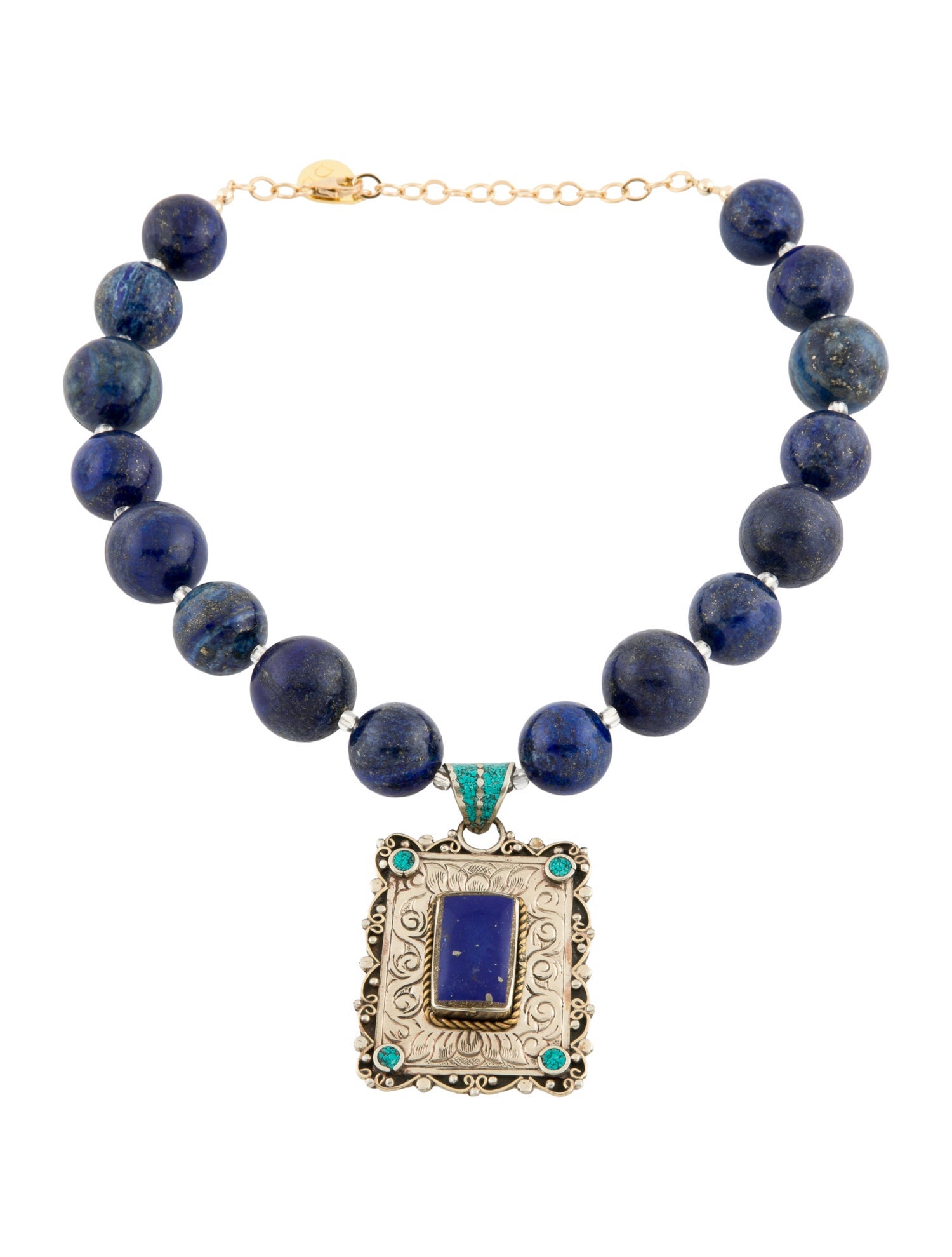 Devon Leigh Blue Stone "Denim" Beaded Pendant Necklace