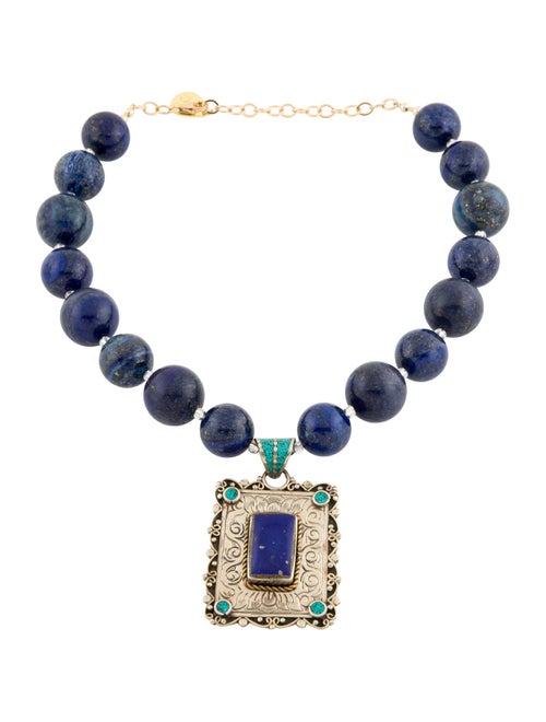 Devon Leigh Blue Stone "Denim" Beaded Pendant Necklace