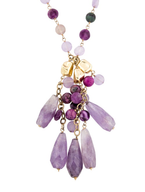 Devon Leigh Purple Stone & Bead Strand Necklace